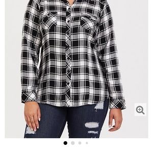 Torrid; size 1, plaid button down NWT